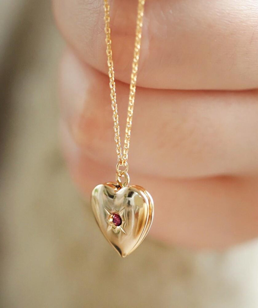 Heart Birthstone Locket Necklace